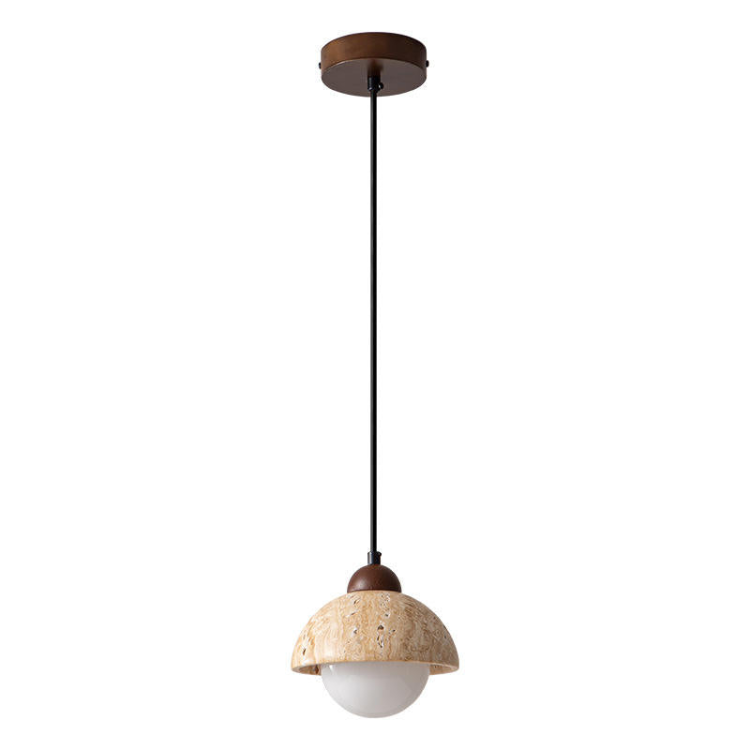 Natural Marble Pendant Light – Elegant Walnut & Stone Design for a Timeless Look