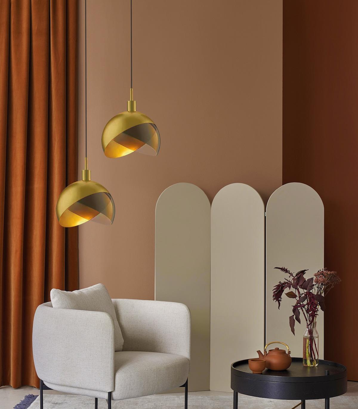 Modern Gold Glass Pendant Light – Elegant Smoked Glass & Adjustable Drop