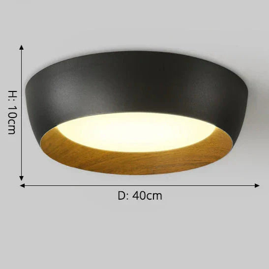 Minimalist Flush Mount Ceiling Light – Modern LED Fixture with Wood Accent