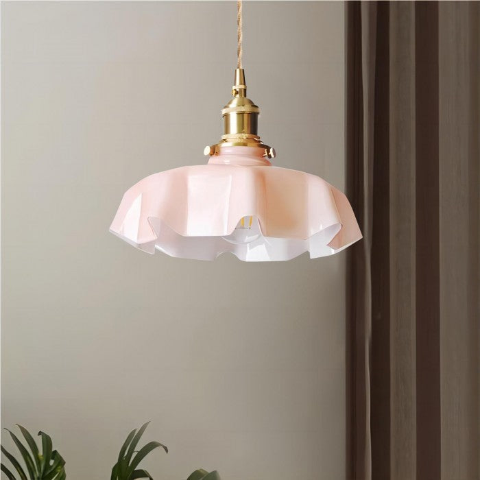 Floral Retro Glass Pendant Light – Vintage Elegance with Timeless Charm