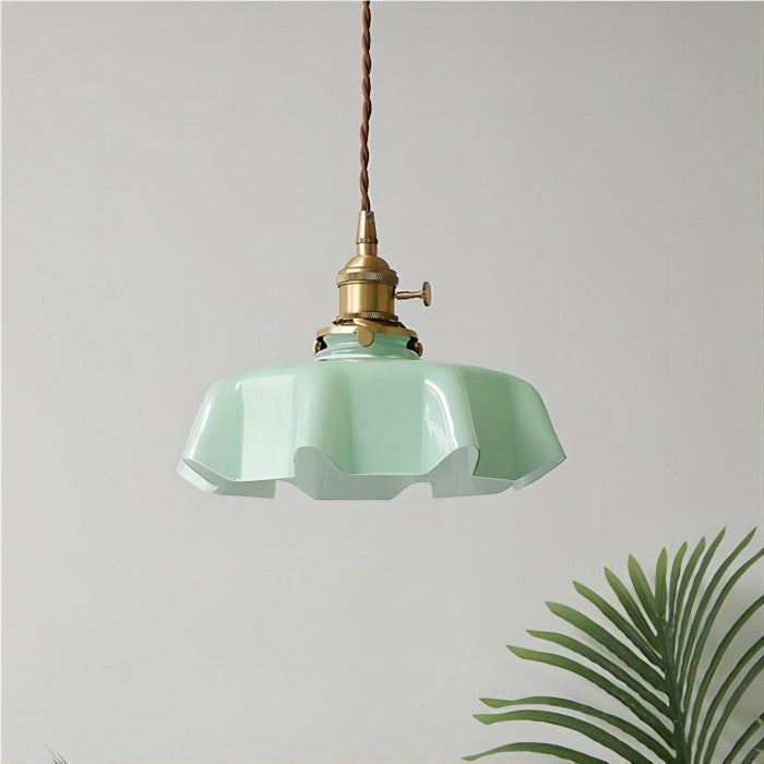 Floral Retro Glass Pendant Light – Vintage Elegance with Timeless Charm