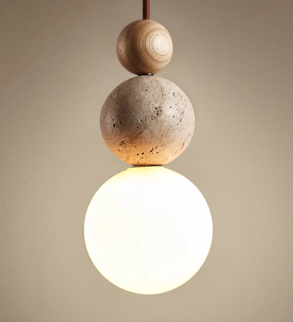 Travertine Natural Lava Stone Pendant Light – Elegant Rustic Lighting