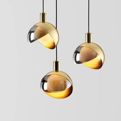 Modern Gold Glass Pendant Light – Elegant Smoked Glass & Adjustable Drop